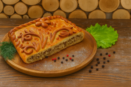 Пирог с фаршем, капустой и грибами