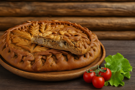 Пирог со свининой, луком и зеленью