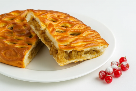 Пирог с лимоном и зеленым яблоком