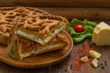 Пирог с курицей луком и зеленью